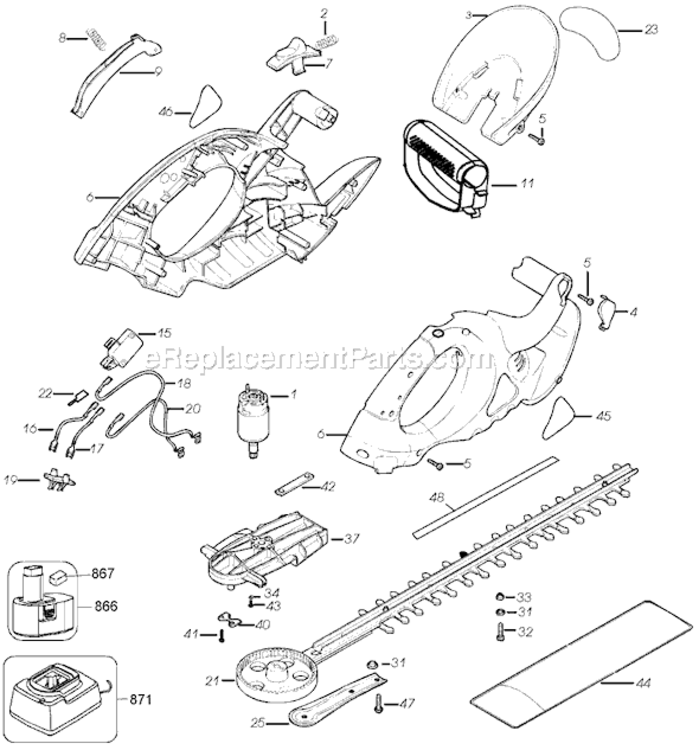 Page A Diagram and Parts List for CHT500-2 Type 1 Black and Decker Hedge Trimmer